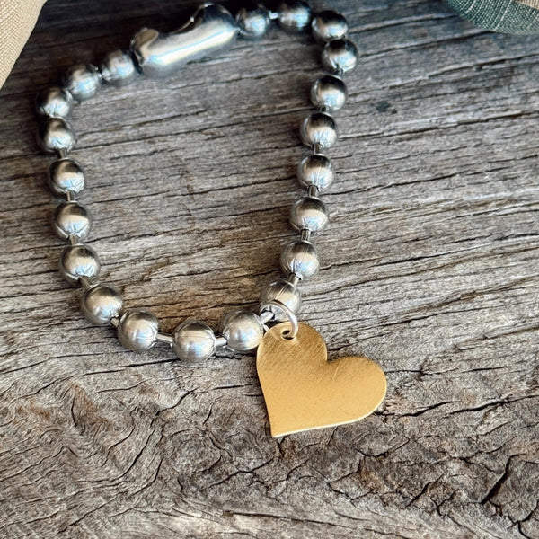 Stainless Steel Heart Charm Bracelet