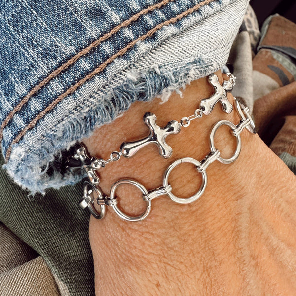 Stainless Steel NEW Cross Bracelet - Water proof - Tarnish proof - Accent Bracelet - Easy wear - Perfect little Gift - Bestie Gift