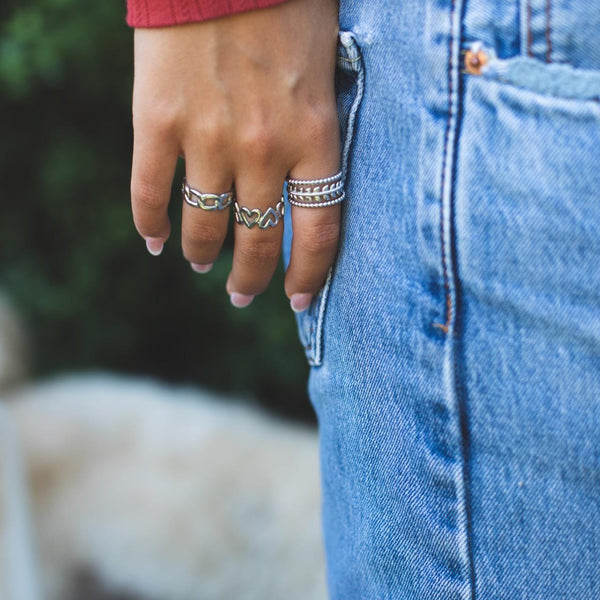 Stainless Steel Adjustable Connected Heart Ring - Waterproof - Anti Tarnish -  Birthday Gift - Bestie Gift - Favorite Summer Ring