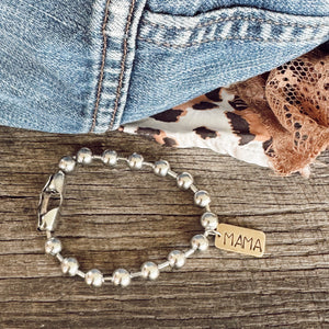 Stainless Steel Hand Stamped Mama Bracelet