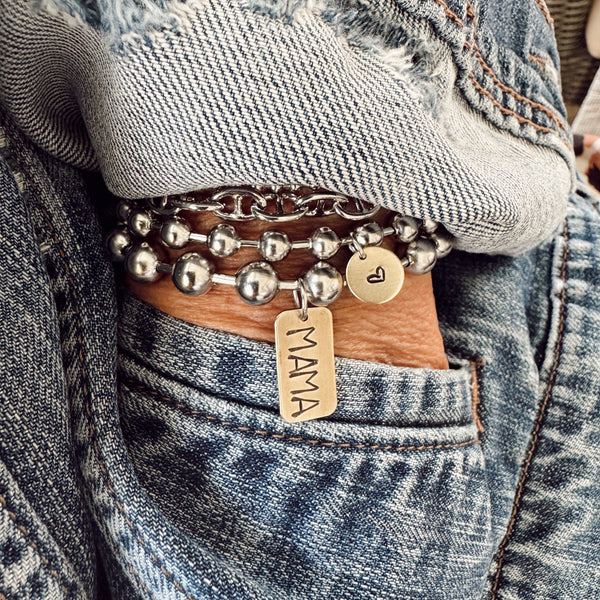 Stainless Steel Hand Stamped Mama Bracelet