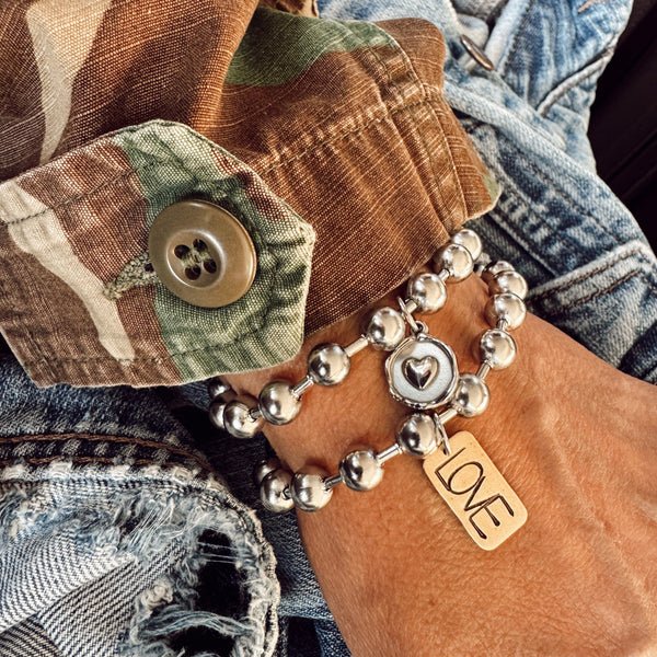 Stainless Steel Hand Stamped LOVE Bracelet
