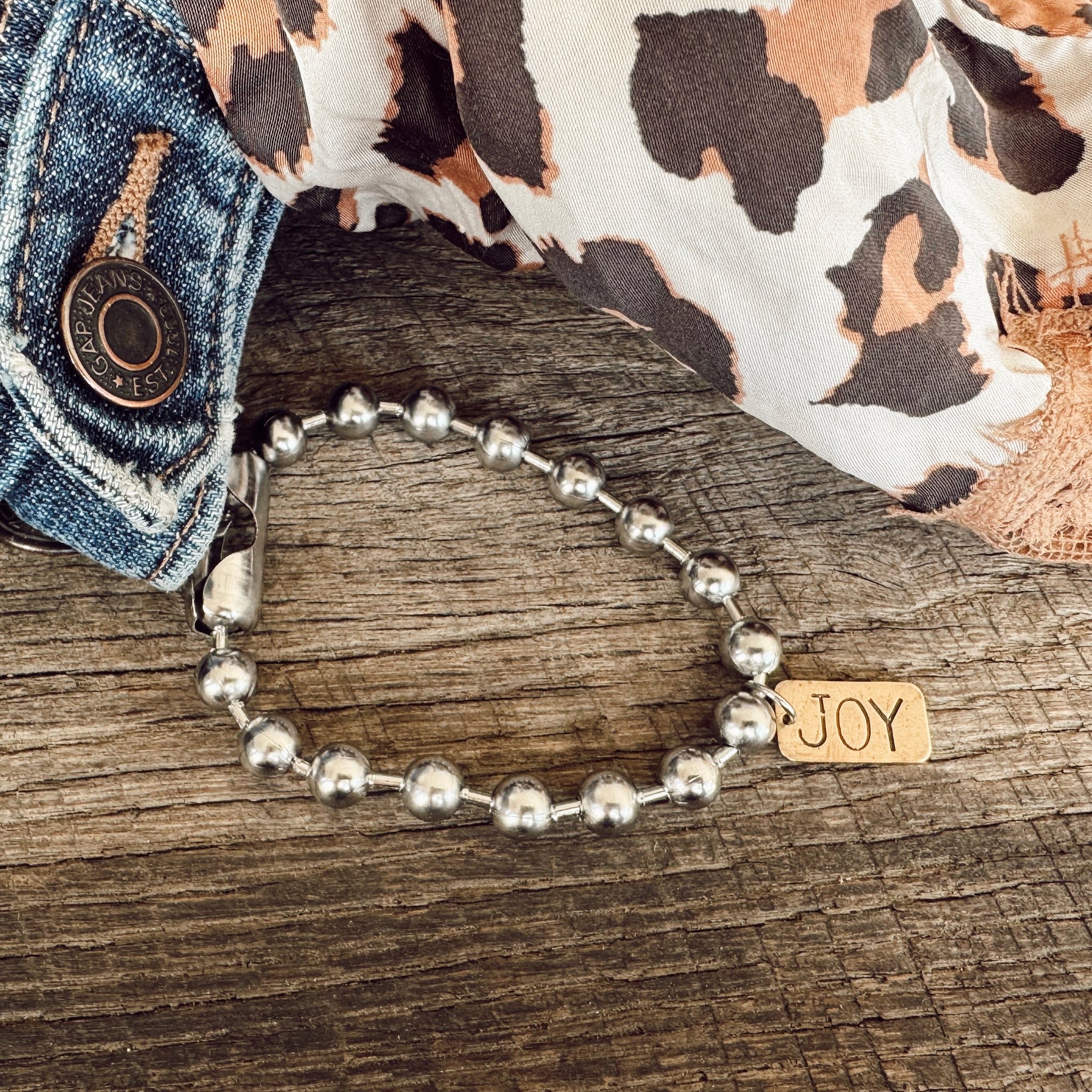 Stainless Steel Hand Stamped JOY Bracelet