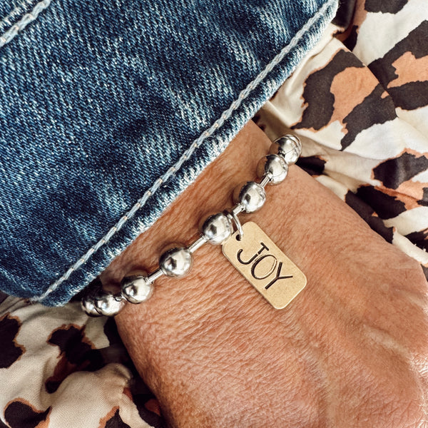 Stainless Steel Hand Stamped JOY Bracelet