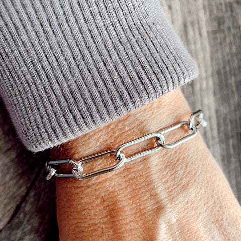 Stainless Steel Paper Clip Chain Bracelet - Perfect Accessory - Perfect for Everyday - Bestie Gift