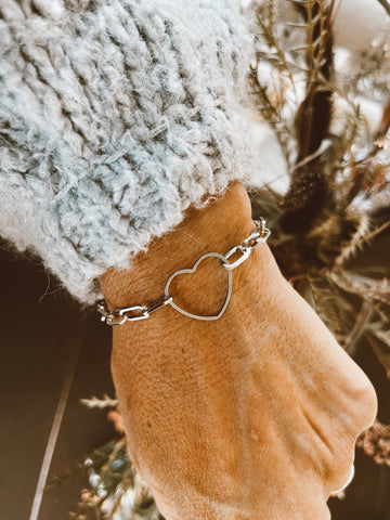 Stainless Steel Open Heart Bracelet