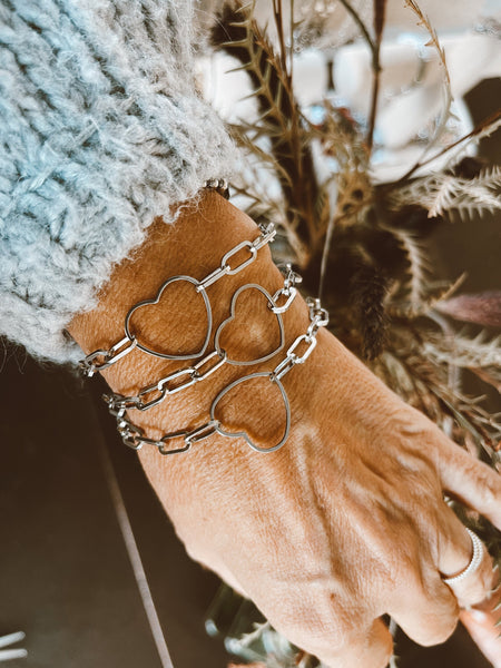 Stainless Steel Open Heart Bracelet