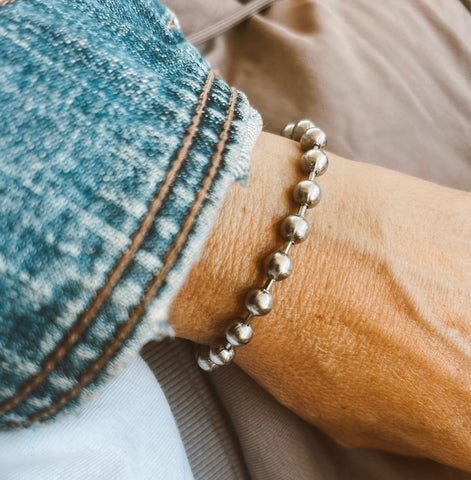 Stainless Steel Chunky Bead/Ball Chain Bracelet