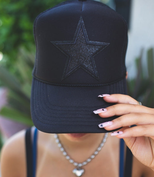 Sparkle Black Star Trucker Hat
