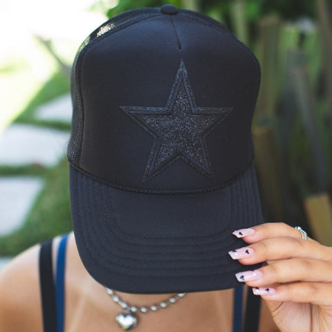 Sparkle Black Star Trucker Hat