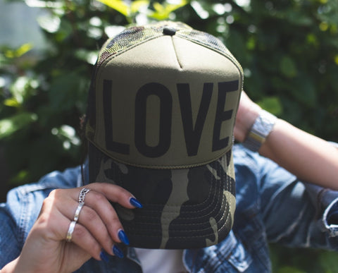 Army Green Camo LOVE Trucker Hat