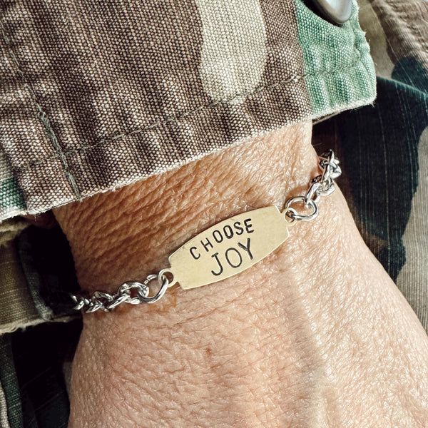 Brass Hand Stamped Choose Joy Bracelet