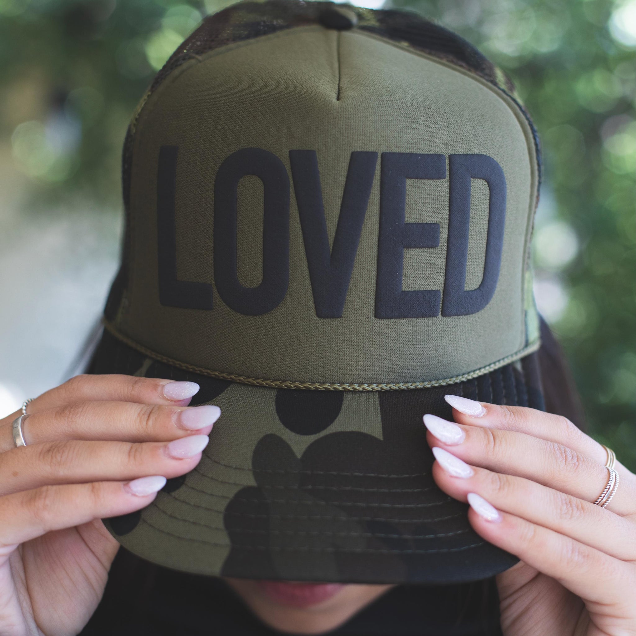 Army Green Camo LOVED Trucker Hat