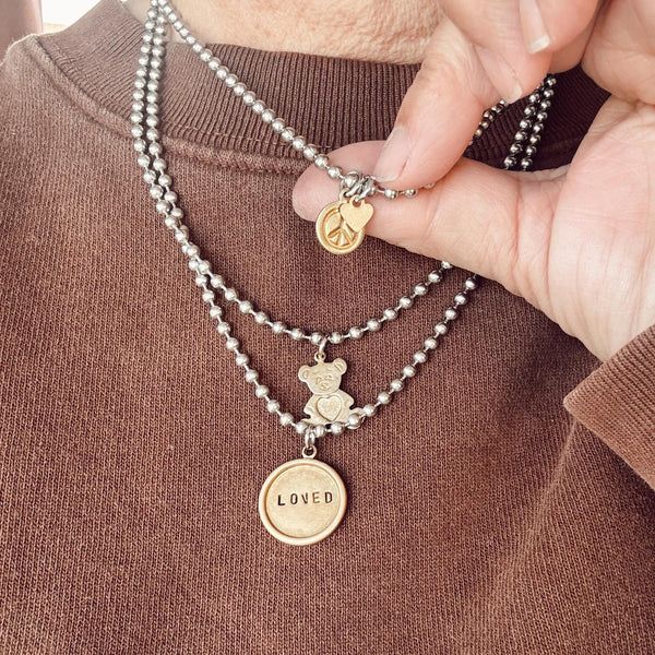 Peace & Love Mixed Metal Necklace