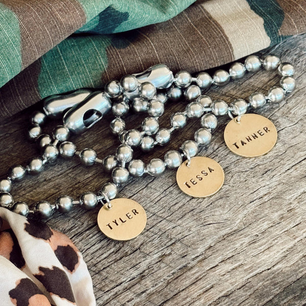 Brass Circle Personalized Name Hand Stamp Tag Bracelet
