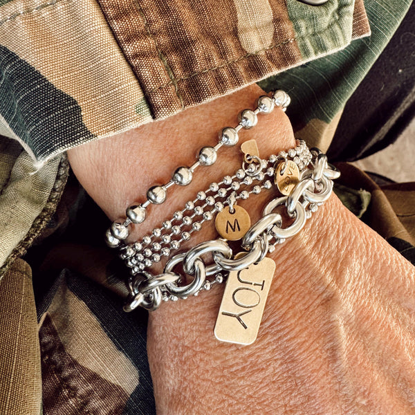 Hand Stamped Brass Rectangle Tag Bracelet