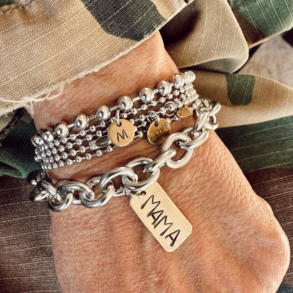 Hand Stamped Brass Rectangle Tag Bracelet