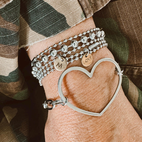 Large Open Heart Bracelet Stainless Steel Bracelet