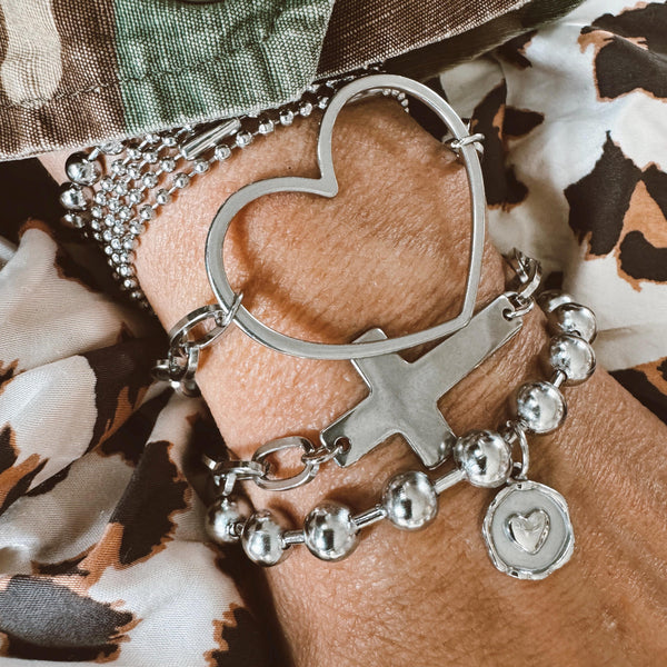 Large Open Heart Bracelet Stainless Steel Bracelet