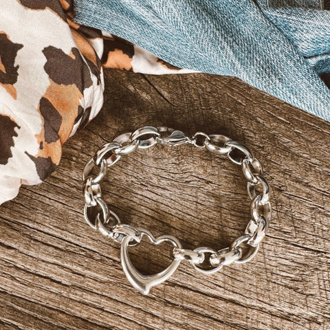 Open Heart Stainless Steel Bracelet