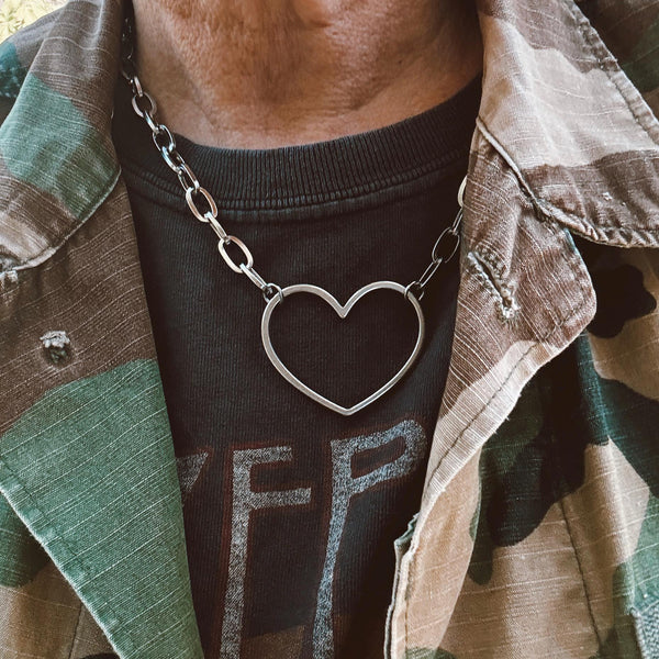 Stainless Steel Large Open Heart necklace