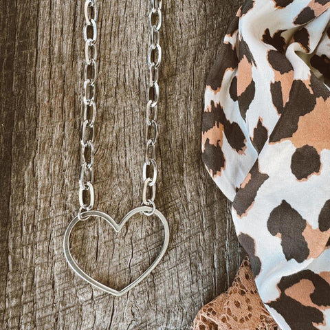 Stainless Steel Large Open Heart necklace