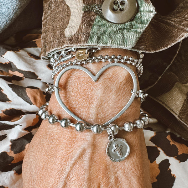 Large Open Heart Bracelet Stainless Steel Bracelet