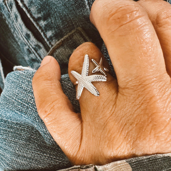 Stainless Steel Adjustable Star Fish Ring
