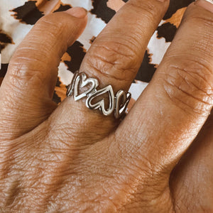 Stainless Steel Adjustable Connected Heart Ring