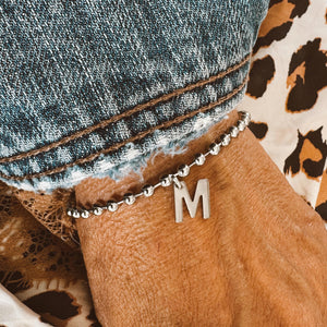 Stainless Steel Polished Ball Chain Letter Charm Bracelet - Custom Initial Charm Bracelet Sweet - Little Gift - Waterproof - Tarnish Proof