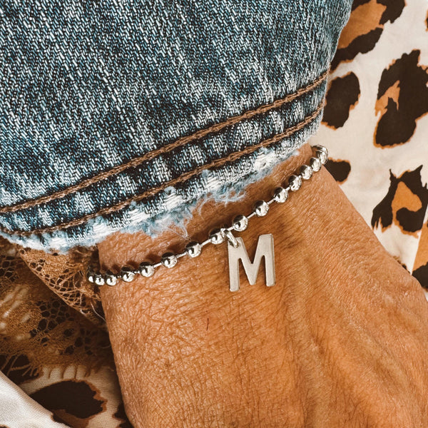 Stainless Steel Polished Ball Chain Letter Charm Bracelet - Custom Initial Charm Bracelet Sweet - Little Gift - Waterproof - Tarnish Proof
