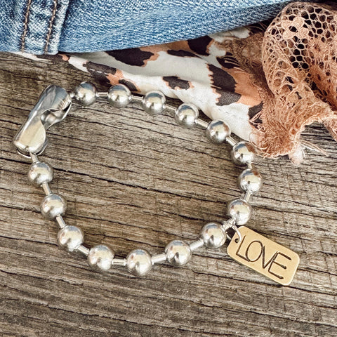 Hand Stamped Brass Personalized Rectangle Tag Bracelet