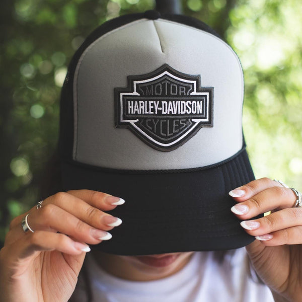 Perfect Everyday Trucker Hat, Gray and Black Harley Davidson Trucker Hat - Most Popular Trucker Hat - Best Hat - Summer Trucker Hat - Otto
