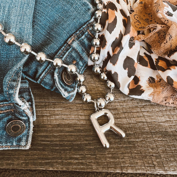 Stainless Steel Large Initial Necklace