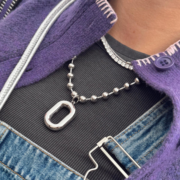 Stainless Steel Large Initial Necklace