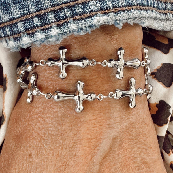 Stainless Steel NEW Cross Bracelet - Water proof - Tarnish proof - Accent Bracelet - Easy wear - Perfect little Gift - Bestie Gift
