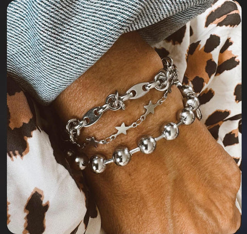 Stainless Steel Star, Bead, Link trio