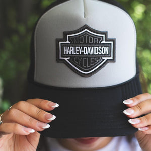 Perfect Everyday Trucker Hat, Gray and Black Harley Davidson Trucker Hat - Most Popular Trucker Hat - Best Hat - Summer Trucker Hat - Otto