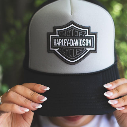 Perfect Everyday Trucker Hat, Gray and Black Harley Davidson Trucker Hat - Most Popular Trucker Hat - Best Hat - Summer Trucker Hat - Otto