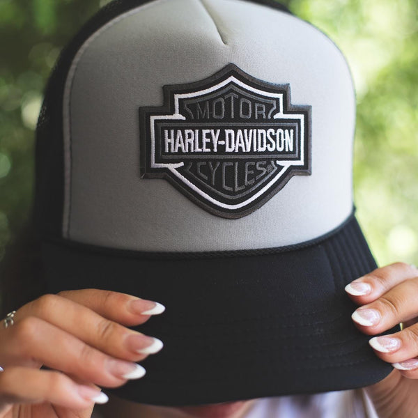 Perfect Everyday Trucker Hat, Gray and Black Harley Davidson Trucker Hat - Most Popular Trucker Hat - Best Hat - Summer Trucker Hat - Otto