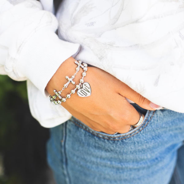 Stainless Steel Set - Connected Cross Bracelet & our new LOVE bracelet  Water proof - Tarnish proof  - Polished Stainless Steel - Perfect