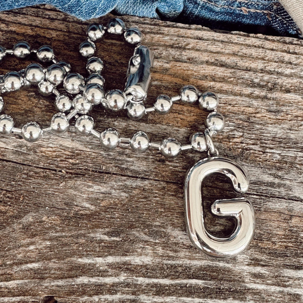 Stainless Steel Large Initial Necklace