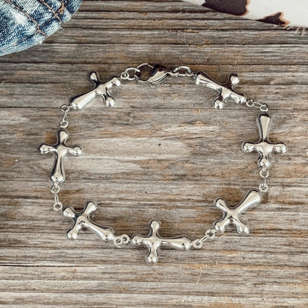 Stainless Steel NEW Cross Bracelet - Water proof - Tarnish proof - Accent Bracelet - Easy wear - Perfect little Gift - Bestie Gift