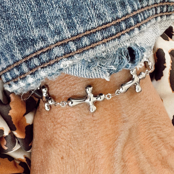 Stainless Steel NEW Cross Bracelet - Water proof - Tarnish proof - Accent Bracelet - Easy wear - Perfect little Gift - Bestie Gift