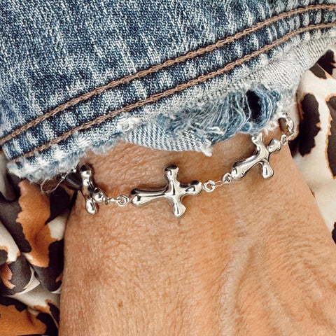 Stainless Steel NEW Cross Bracelet - Water proof - Tarnish proof - Accent Bracelet - Easy wear - Perfect little Gift - Bestie Gift