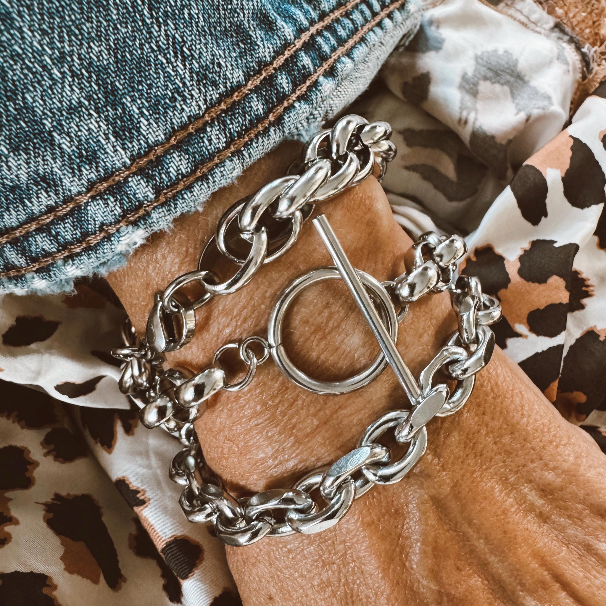 Stainless Steel Rolo Chain + Oval Link Chain + Chunky Layered Oval Link Chain Set