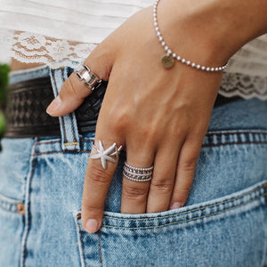 Stainless Steel Adjustable Star Fish Ring