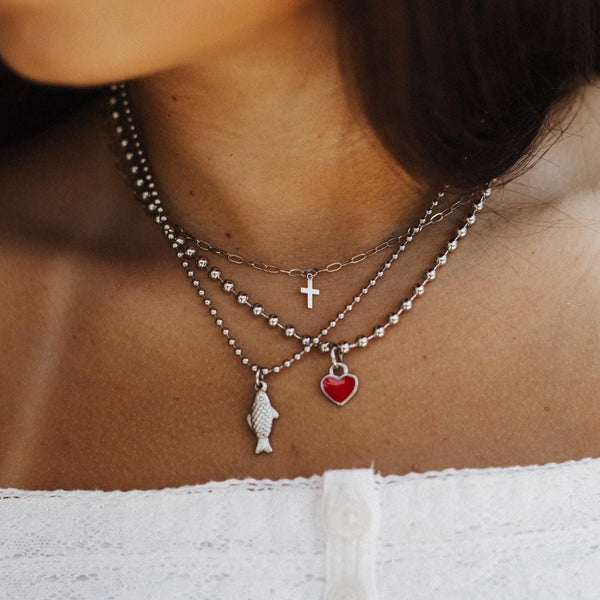 Stainless Steel Ball chain Necklace with a Fisherman/Fish Charm