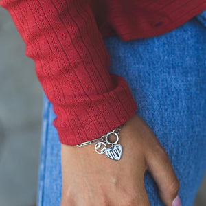 NEW - Stainless Steel Baseball & Love Charm bracelet - Polished and Shiny - Waterproof, all things proof - Football Mom - Sport Mom