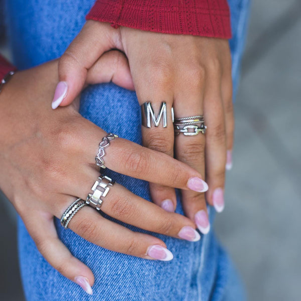 Stainless Steel Block Chain Ring